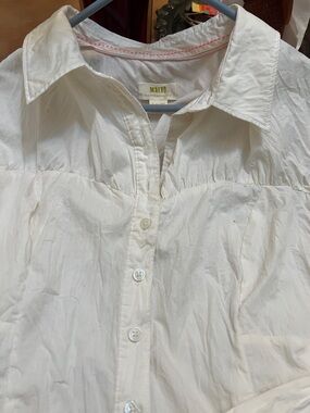 Maeve Cream Gathered Front Button-Up Blouse